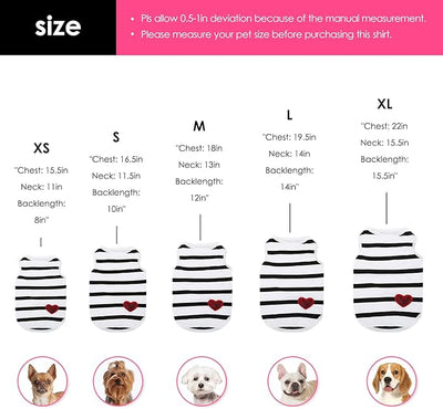 Dog Shirts for Extra-Small Dogs, Striped T-Shirts Pets Vest Pet Apparel Tee Shirts Dog Tank Top Spring Summer Suitable for Chihuahua French Bulldog Bichon Shih Tzu