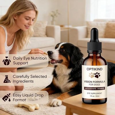 Optikind Vision Drops for Dogs, Dog Drops with Antioxidant Formula, Astaxanthin, Lutein & Omega-3 Oil Added, Daily Wellness Support, Enhance Immunity (60ml) (1)