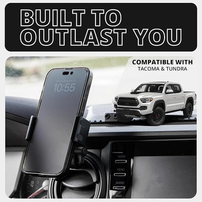 Tackform Link Vent Phone Mount Compatible with 2016-2023 Toyota Tacoma and 2014-2021 Toyota Tundra | Aluminum | Zero Slip, Anti-Scratch | Universal Holder Compatible with iPhone, Galaxy, More | Green