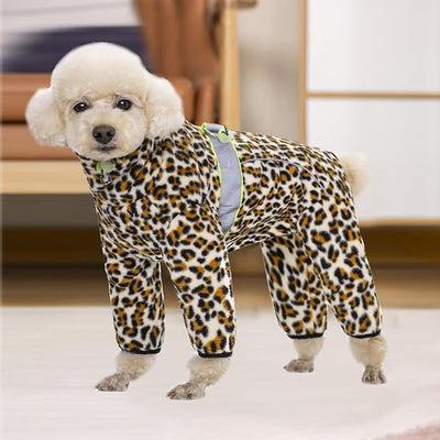 Dog Coats for Small Dogs with D-Ring, Polar Fleece Doggy Pajamas Bodysuit, Puppy Winter Jacket Sweater Vest, Zipper Up Four-Legged Warm Clothes Reflective
