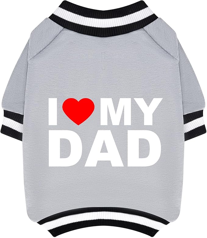 Cute Dog Sweater - Stretchy Dog Pullover Sweatshirt,Soft and Warm Winter Clothes for Boy & Girl Dogs,Suitable for Puppies & Adult Dogs (Light Grey (I Love My Dad), X-Small)