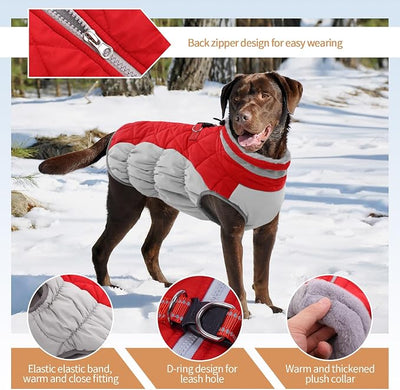 Small Dog Coat,Dog Jackets for Small Dogs,Warm Winter Jacket, Puppy Coat with Harness Built in,Waterproof Dogs Jacket,Puppy Cold Weather Coats,Pet Winter Clothes Snowsuit Shih Tzu Bichon,Red