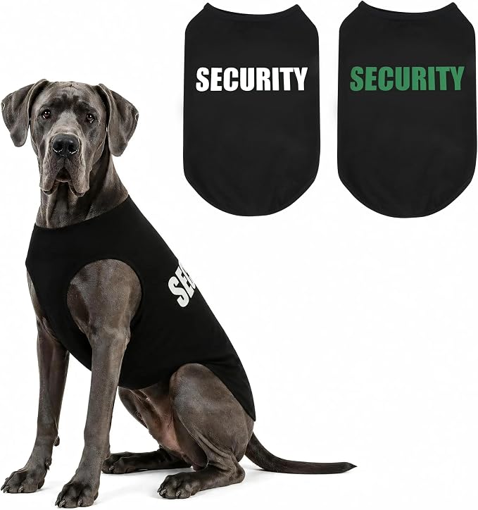 Upgraded Dog Security Shirt Vest for Puppy, Cat, and Dog, Cotton Technical Fabric with Fluorescent Printing, Large Medium Small (E9XL, Black)