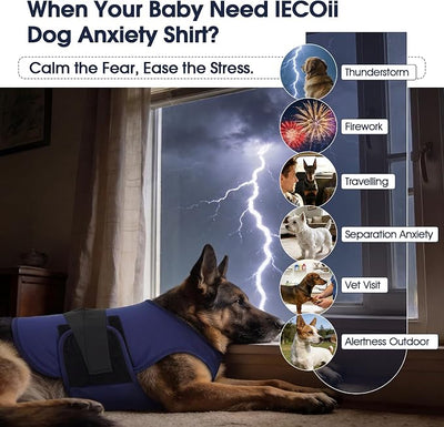 IECOii Dog Anxiety Vest, Breathable Anxiety Relief Wrap, Dark Blue, Size XL | Gentle Pressure Wrap Helps Ease Stress During Separation Anxiety, Vet Visits, Travel and Unexpected Loud Sounds