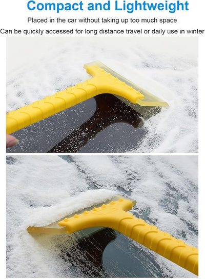 Car Ice Scraper Snow Shovel Squeegee Window Beef Tendon Anti Slip Handle Compact Windshield Ice Remover with Multi Surface Use for Car Window Mirror Glass Door