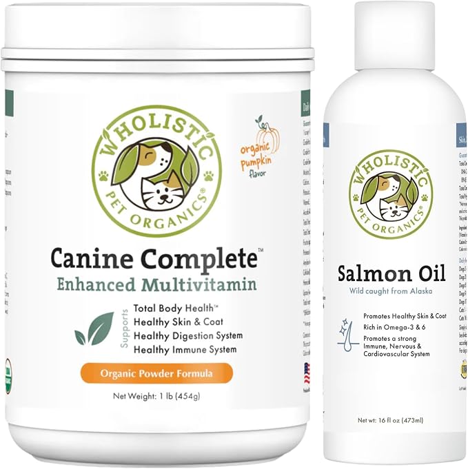 Canine Complete & Salmon Oil - Dog Vitamins with Wild Alaskan Salmon Oil for Immune System, Skin, Coat & Overall Health - 1 lb Each