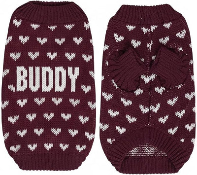 Custom Knit Sweater for Dogs and Cats, Personalized with Name and Heart, Soft and Cozy Holiday Pet Wear, Ideal for Winter Days, Special Occasions, and Valentine's Gift