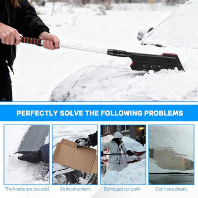 wuyaoyao 2-in-1 Snow Brush & Ice Scraper, 32"–40" Extendable Ice Scrapers for Car Windshield Window, EVA & ABS Detachable Snow Removal Tool with Foam Grip for Cars Trucks SUVs, Winter Car Accessories