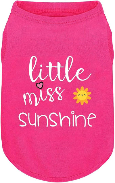 Pink Cotton Dog Shirt with 'Little Miss Sunshine' Print, Soft & Breathable Pet Apparel for Small to Large Dogs, All-Season Sleeveless Vest, Cute and Comfortable Dog Outfit.Pink Sun 4XL