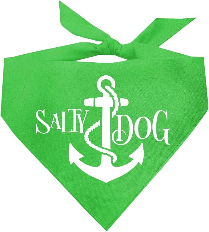 Salty Dog Dog Bandana 100% Cotton Adjustable Triangle Summer Vacation Beach Pool | Lime, X-Small (100)