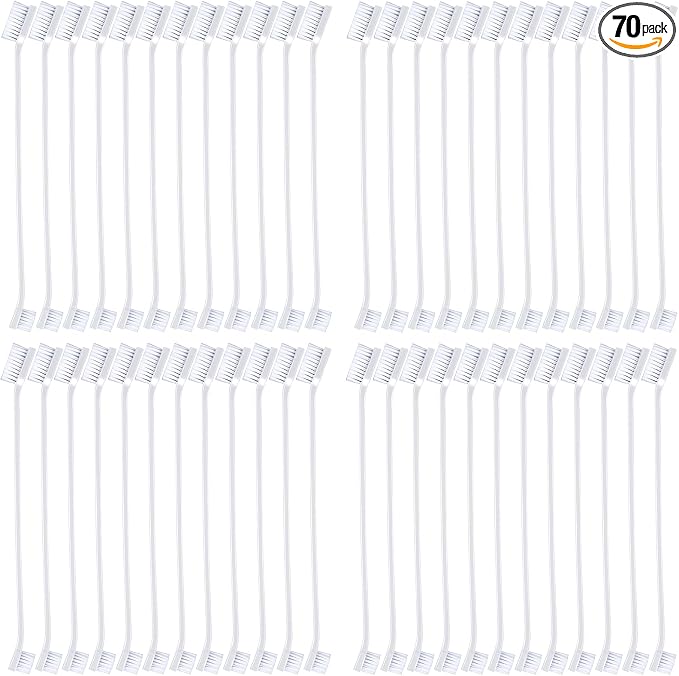 Dog Toothbrush Bulk Dual Headed Dental Brushes Dogs Tooth Brushing Kit Long Handle Pet Tooth Brush for Puppy Large Small Cats and Most Pets Teeth Cleaning Dental Supplies(70 Pcs,White)