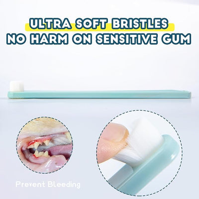 Small Dog Toothbrush, Cat & Puppy Tooth Brushing Kit, Ultra Soft & Mini Head Teeth Brush for Kitten & Tiny Pet, Doggy Toothbrushes Deep Dental Clean, 2 PCS,Pinkgreen