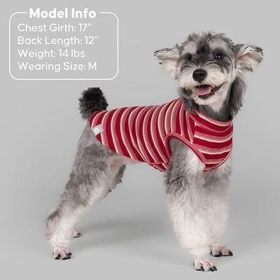 KYEESE 2Pack Waffle Dog Shirts, Lightweight Sleeveless Dog T Shirts for Small Medium Dogs Boy Girl, Breathable Pet Vest Comfortable Tank Top Soft Dogs Clothes for Daily Wear, Red+Striped, XL