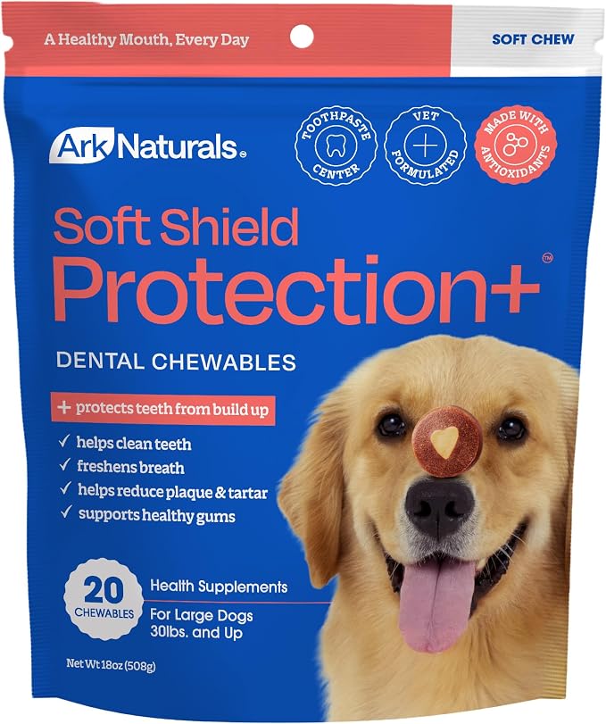 Soft Shield Protection+ Brushless Toothpaste, Dog Dental Chews for Large Breeds, Stops Plaque & Tartar, Freshens Breath