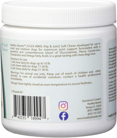 Healthy Breeds Peekapoo Z-Flex Minis Hip and Joint Support Soft Chews 60 Count