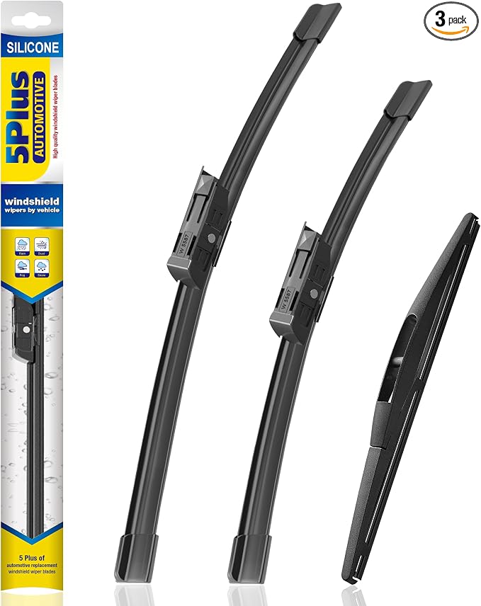 5 PLUS Silicone Windshield Wipers Replacement for 2025 2024 2023 Honda CRV Wiper Blades(3 PCS),Water Repellent Automotive Replacement Windshield Wiper Blades for My Car -24"/19"/10"