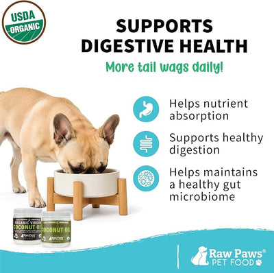Raw Paws Organic Virgin Coconut Oil for Dogs & Cats, 16-oz - Supplement | Digestive & Immune Support - Allergy Relief for Dogs - Cat Hairball Support - Oral Health - Thyroid Support