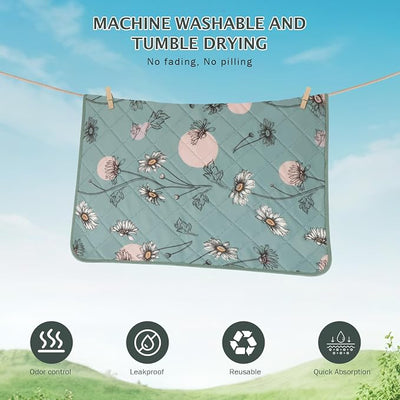 IEUUMLER Washable Pee Pads for Dogs Extra Large 71" x 71", 1 Pack Non-Slip & Waterproof Whelping Pad, Reusable Puppy Potty Training Pad for Playpen EU007 (Green Daisy, 71"X71"-1pcs)