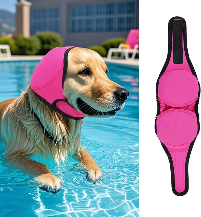 Dog Ear Covers for Bath, Swimming & Grooming Water Resistant Dogs Shower Cap Reusable Dog Ear Protection for Noise, Blow Drying Adjustable Ear Wraps for Dogs Bathing Supplies