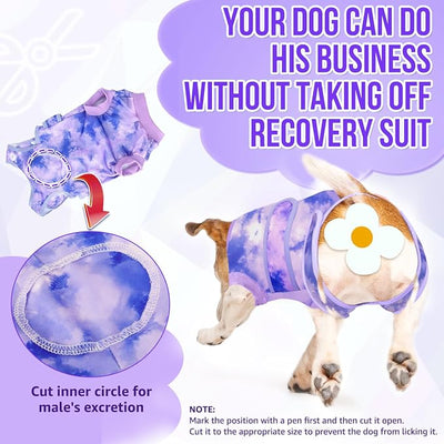SlowTon Dog Surgery Recovery Suit - Zipper On Dog Onesies After Surgery for Female Male Dogs, Abdominal Wounds Bandages Cone/E-Collar Alternative Dogs Surgical Body Suit Anti-Licking (Purple, XXL)