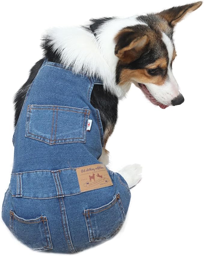Dog Denim Jumpsuit Overalls, Dog Jeans Overalls Clothes, Puppy Costumes for Small Medium Dogs Cat (XX-Large)
