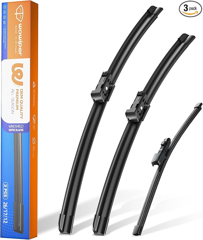 26"+22" Windshield Wiper Blades with 11" Rear Wiper Replacement for VW Volkswagen Atlas 2018 2019 2020 2021 2022 2023-OEM Quality All-Weather Pinch Tab Wipers(Set of 3)
