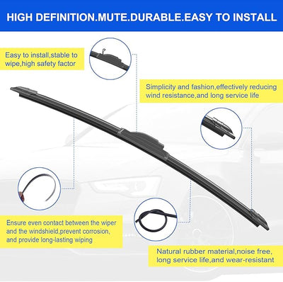 ANIKLUIM® 26"+20" Wiper Blades with 16" Rear Wiper Blade Set Replacement for 2008-2016 Town & Country Windshield Wipers Original Factory Quality (Pack of 3)