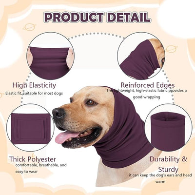 Dog Calming Hoodie Head Wrap,No Shake Anxiety Relief Quiet Thunder Vest for Dogs,Ear Protection Head Muffs for Grooming,Pet Covers for Fireworks,Vet Visits,Bathing,Purple,S