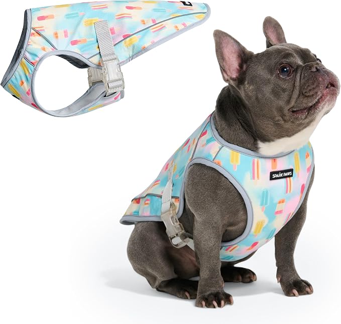 Dog Cooling Vest - SPF 50 UV Sun Protection - Summer Heat Relief Gear for Dogs, Lightweight, Evaporative Cooling - Dog Anxiety Relief Vest During Hot Days - Popsicles - Size 2XL