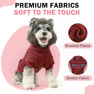 SCENEREAL Dog Hoodie Sweaters for Small Medium Large Size Dogs, Fleece Dog Sweatshirt with Hat and Pocket,Soft Cold Winter All Weather Dog Clothes for S to XL Sized Dogs, Burgundy S