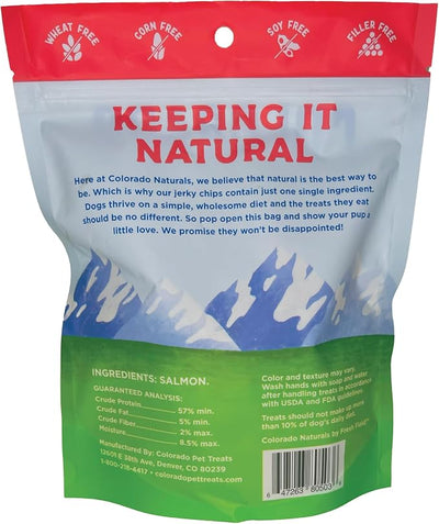 Colorado Naturals Salmon Jerky Chips Dog Treats, 6 oz – All-Natural, Made in USA, No Fillers or Preservatives – Wild Alaskan Caught, Rich with Omega-3