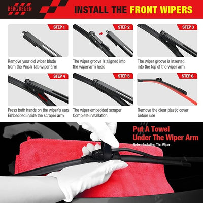 BERG REGEN Silicone Windshield Wiper Blades Replacement for Ford Explorer 2023 2022 2021 2020 2019 2018-2011 Windshield Wipers (Pack Of 3) Automotive Replacement Windshield Wiper Blades - 26"/22"/11"