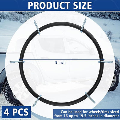 BBTO 4 Pcs Light Truck Traction Chain Rubber Tightener Grip Light Truck/SUV Tire Tensioner Adjuster Tire Chain Tensioner for Wheels/Rims Sized from 16 up to 19.5 Inches in Diameter