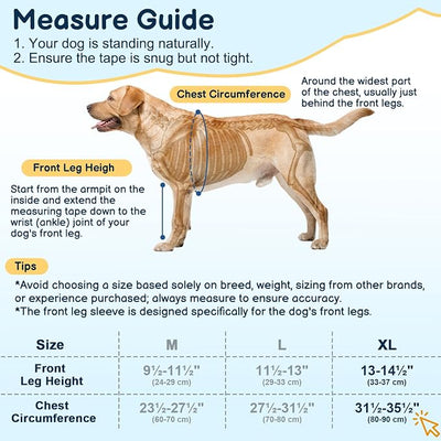 BARKLESS Dog Surgery Recovery Suit for Front Leg, Breathable & Soft Dog Long Front Leg Sleeve Shirt to Stop Licking, Adjustable|Comfortable Male Female Wound Cover, Pet Cone Alternative (Black, XL)
