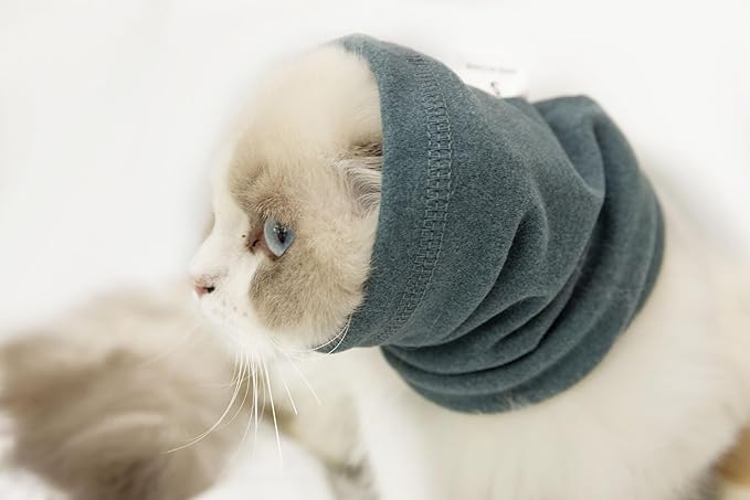 Cat Ear Cover Keep Calm for cat Ear Wrap Hematoma Compression Comfort Anxiety Relief for Bathing, Grooming, Thunderstorms & Fireworks Aqua Blue S