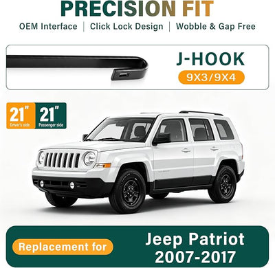 Windshield Wiper Blades Replacement for Jeep Patriot 2007-2017,Original Equipment Replacement Front Rear Wiper Blade Set - 21" 21" 10" (Set of 3)