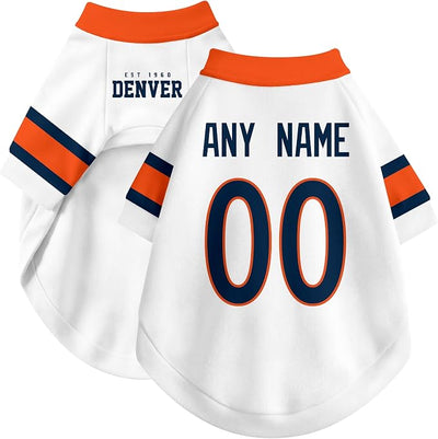 Denver Dog Clothes Jersey Style Personalized Pet T Shirt with Custom Name Number for Small Medium Large Dogs