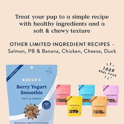 Bocce's Bakery Berry Smoothie Wellness Treats for Dogs, Wheat-Free Everyday Dog Treats, Made with Real Ingredients, Baked in The USA, Natural Soft & Chewy Cookies, 6 oz