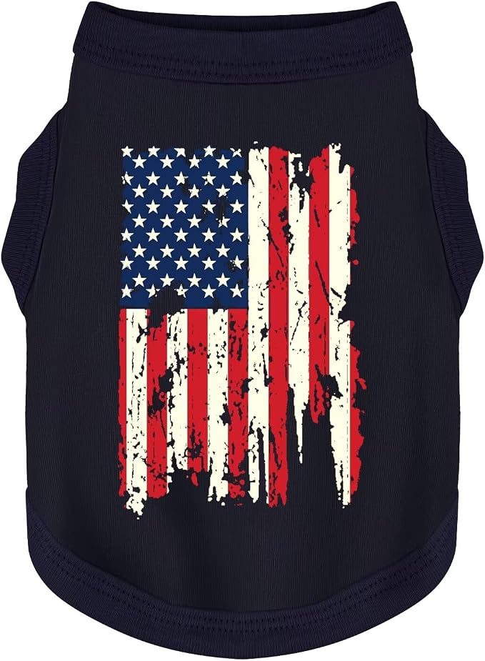 American Flag Inspired Dog Vest: Perfect Dog Shirt, Ideal Tank Top for Everyday Wear, Independence Day Celebrations Quality Materials Cute and Stylish Look Battle Damaged Dark Blue 4XL