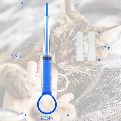 2 Pieces Pet Pill Plunger Popper for Small Cats Dogs Pill Gun Dispenser Shooter Pet Piller Soft Tip Tablet Syringe Pusher Animal Medicine Feeder for Feeding Accessories (Blue)