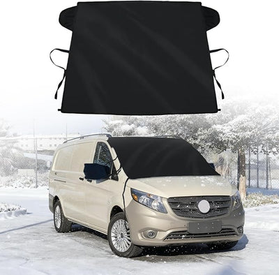 Windshield Cover for Ice and Snow for 2016-2024 2025 2026 Mercedes-Benz Metris Van Windshield Covers SagProof Protector fits Metris Accessories Sunscreen Snow Cover with Rear Mirror Cover