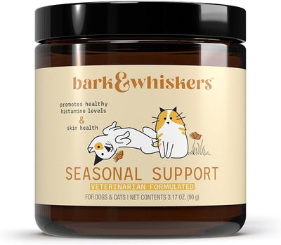 Dr. Mercola Bark & Whiskers Seasonal Support - Immune Support for Dogs & Cats - Quercetin - Butterbur Extract - Organic Stinging Nettle - 3.17 oz (90 Scoops)