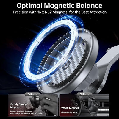 SYNCWIRE Fits MagSafe Car Mount for Universal Dashboard & Tesla Screen,Kevlar Silver Magnetic Phone Holder for Car,Super Stable Magnetic Car Phone Mount for iPhone 17 Pro Max 16 15 14 13 12&All Phones
