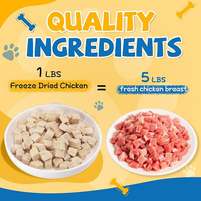 gazeupon Freeze Dried Chicken Dog Treats, Single Ingredient, High Protein Training Treats & Food Topper for Picky Eaters, Grain Free All Natural Snacks for Puppies and Adult Dogs, 10.58 oz