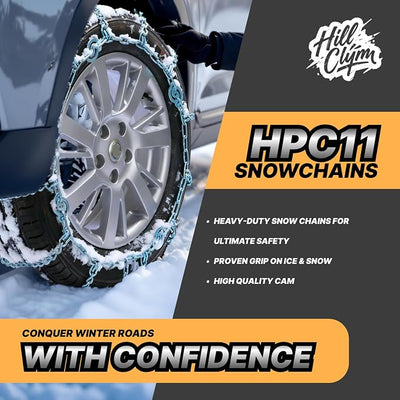 Snow Chains for Pickup Trucks, SUVs, Light Trucks, Heavy Duty Quick Fit & Easy Installation, Reusable Emergency CAM Tightener Tire Traction Chain, Set of 2 (HPC1134)
