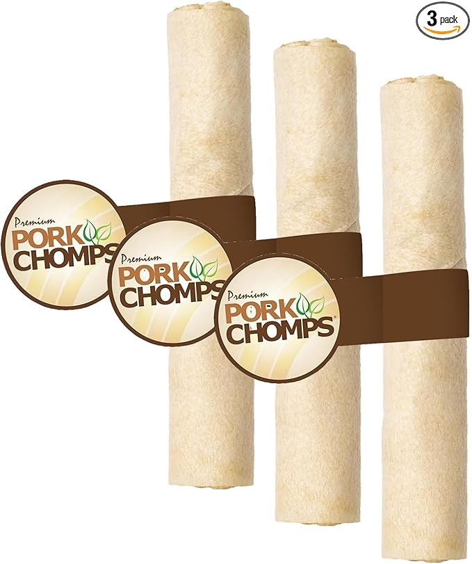 Baked Pork Skin Dog Chew, 8-inch Roll, 1 Count (Pack of 3)