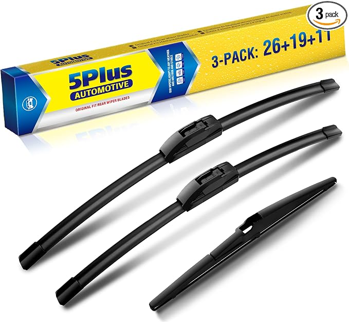 5 PLUS Custom-Fit Wipers fits Toyota Prius V 2012-2017 Windshield Wipers | 26"+19"+11" Front Rear Wipers Set,OEM Original Equipment Replacement,All-Seasons,Streak-Free Wiping,Quiet Clear Visibility