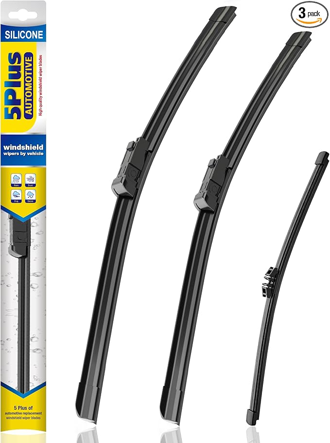 5 PLUS Silicone Windshield Wipers Replacement for 2024-2021 Ford Bronco Sport Wiper Blades(3 PCS),Water Repellent Automotive Replacement Windshield Wiper Blades for My Car -22"/20"/9"