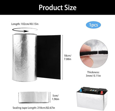 40 x7 Inch Universal Car Battery Insulation Blanket Kit with Aluminum Foil Tape,3mm Thick Acid Resistant Self-Adhesive Thermal Heat Shield Cover for Extreme Weather Protection for Vehicle Truck RV