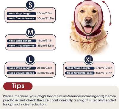 IECOii Dog Ear Muffs for Small Medium Large Dogs for Anxious Dogs(Red,L) | Soft Breathable Ear Cover for Fireworks,Thunderstorms, Grooming & Travel,Adjustable No Shake Dog Ear Wrap Hematoma